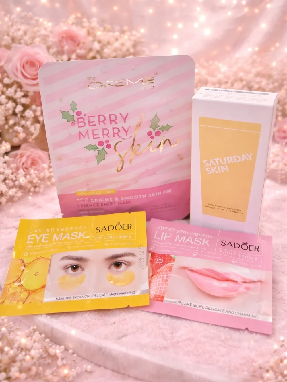 👉 Beauty Bundle – Lip Gloss, Face Masks & Glow Makeup Set